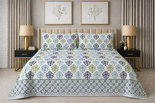 Aqua Motif - King Size Bedsheet Set