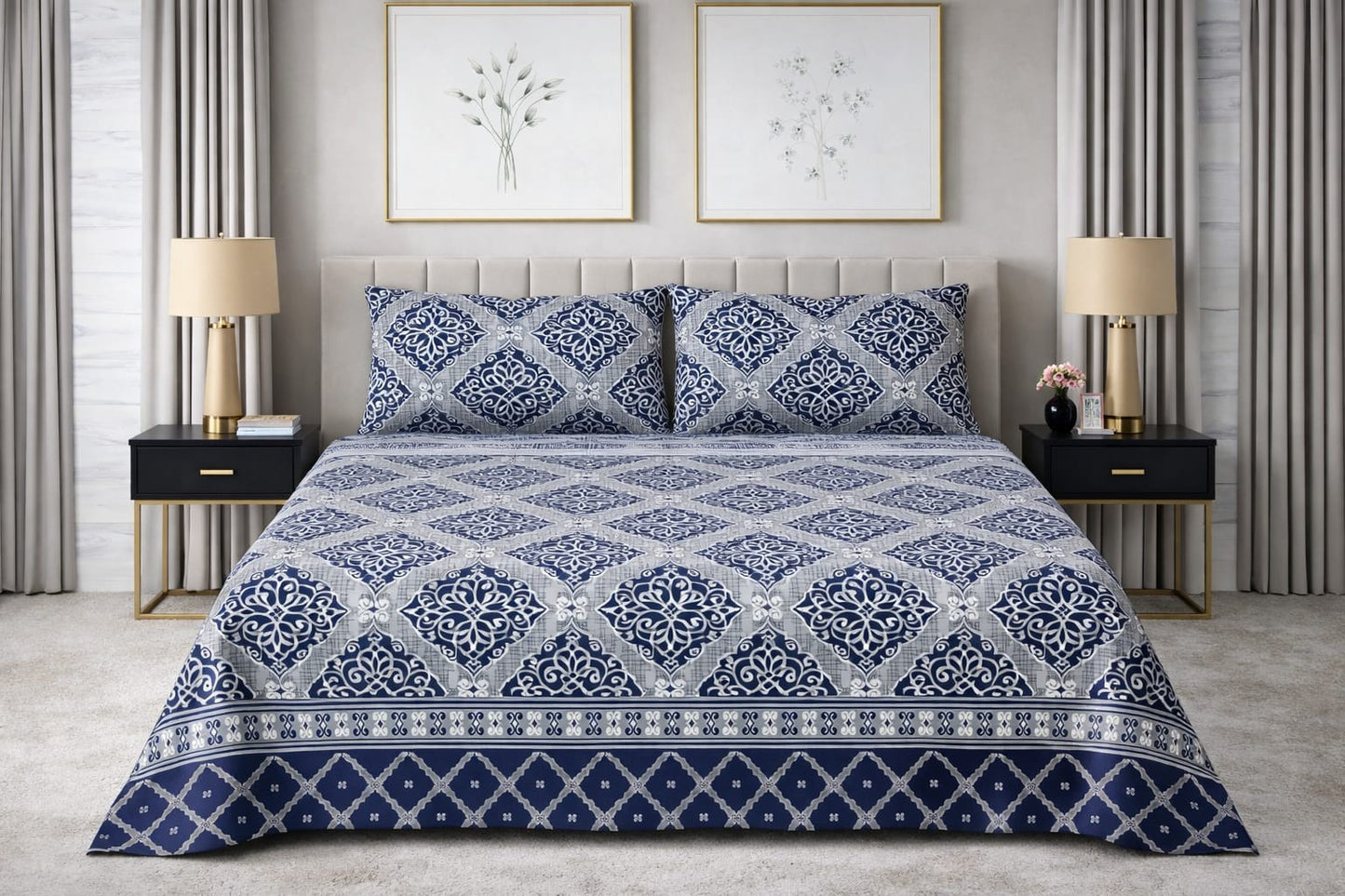 Blue Imperial - King Size Bedsheet Set