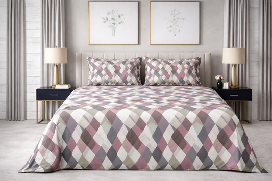 Blush Diamond - Pure Cotton king Size Bedsheet Set