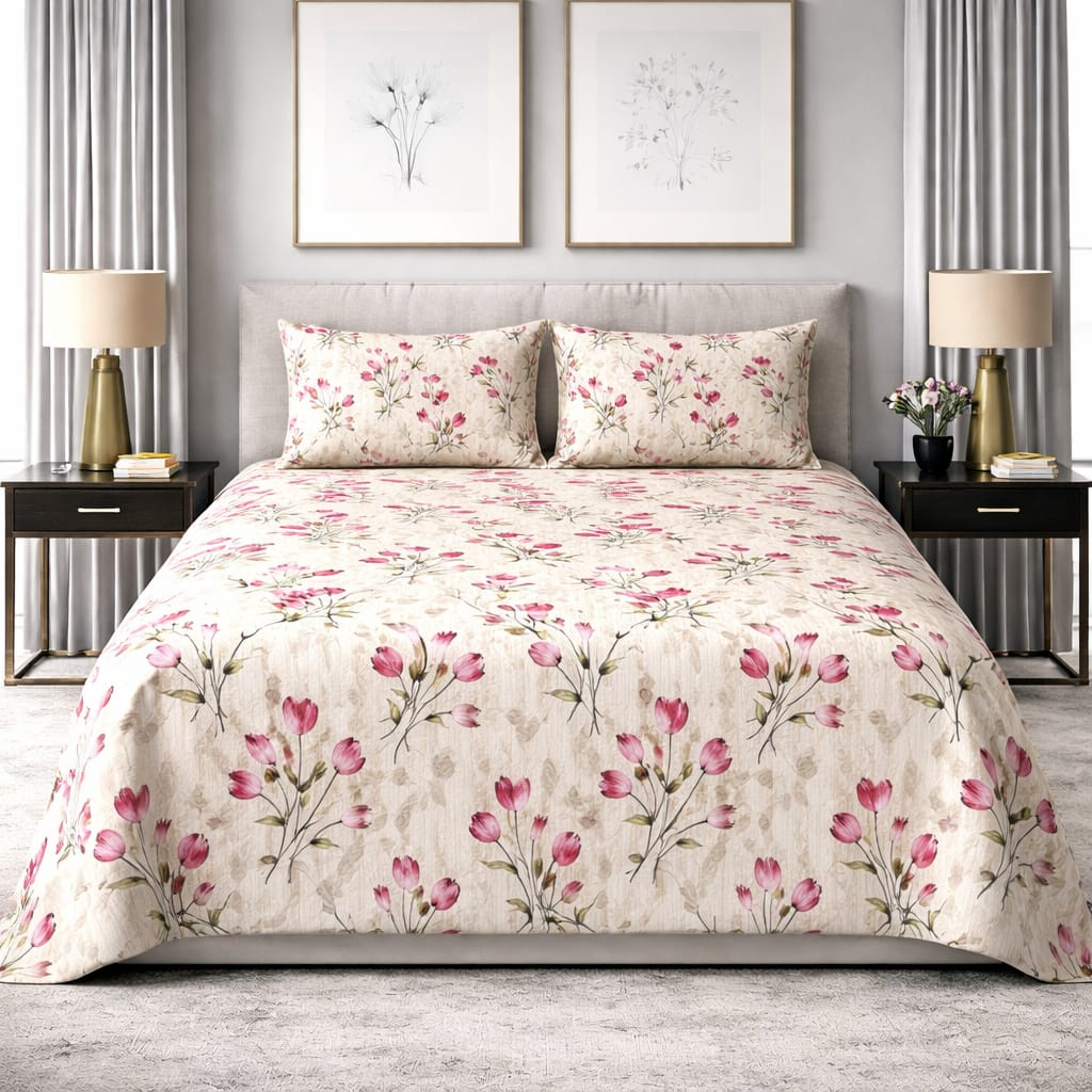 Blush Tulip - King Size Bedsheet Set