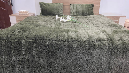 Green-Shaggy Quilt Set