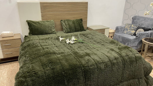 Green-Shaggy Quilt Set