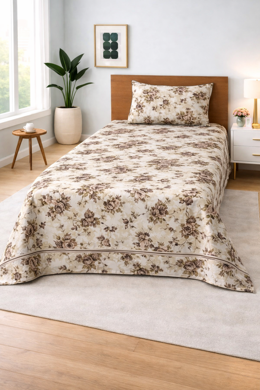 Vintage Floral Cream - Single Bedsheet Set