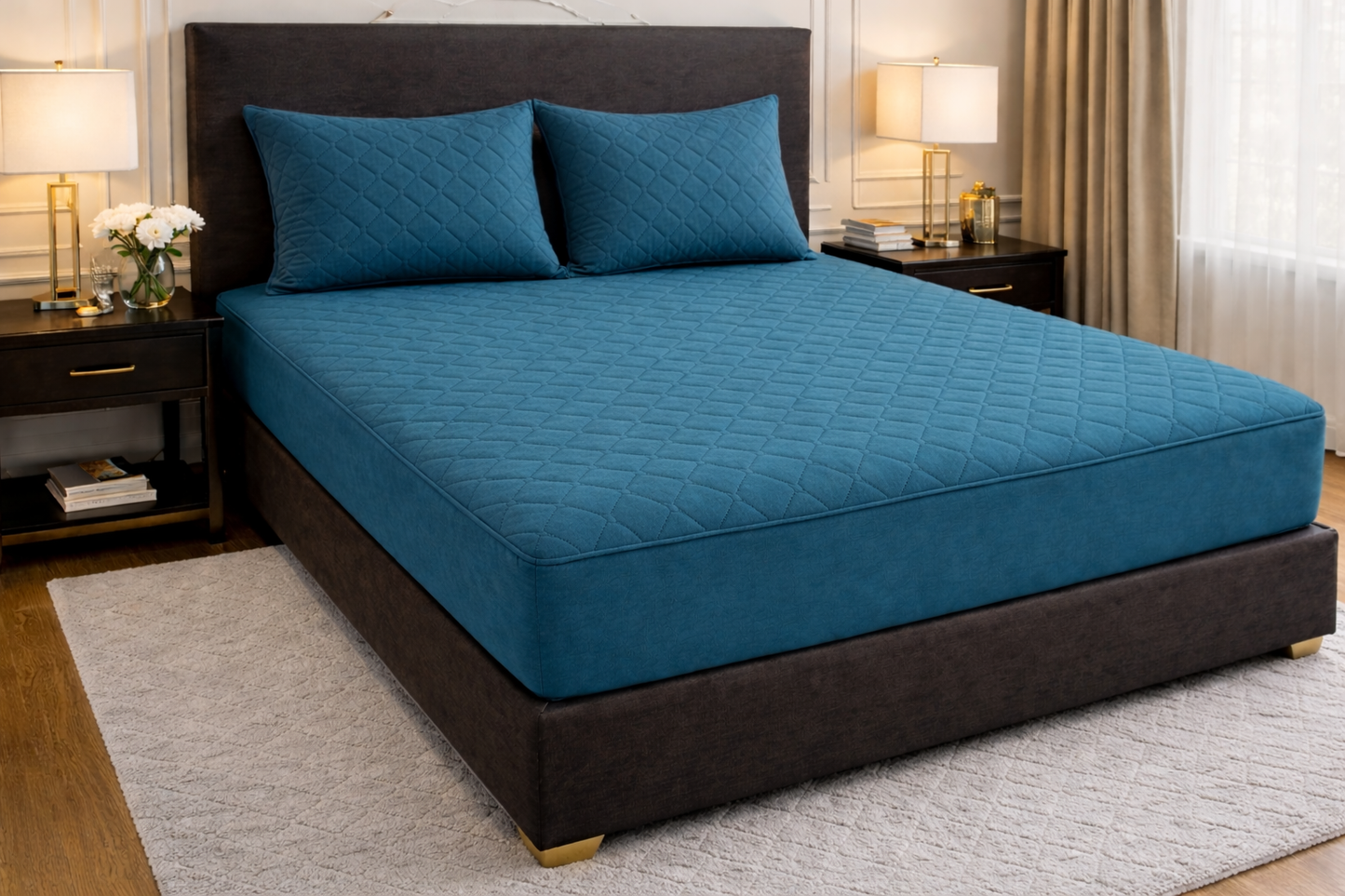 Quilted Waterproof Bedsheet - Zinc (With Pillows)
