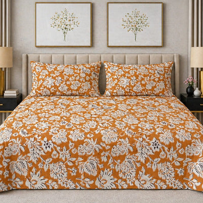 Amber Bloom - King Size Bedsheet Set