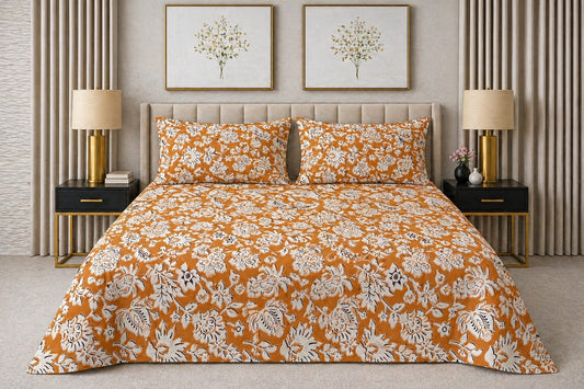 Amber Bloom - King Size Bedsheet Set