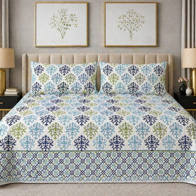 Aqua Motif - King Size Bedsheet Set