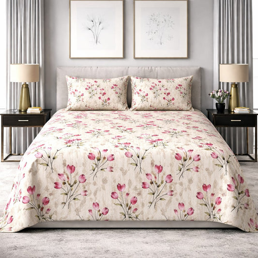 Blush Tulip - King Size Bedsheet Set