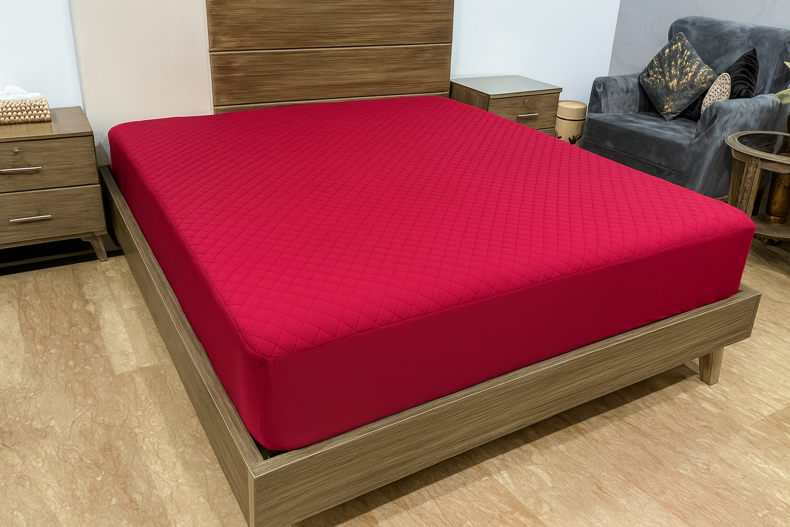 Quilted Waterproof Mattress Cover - Maroon