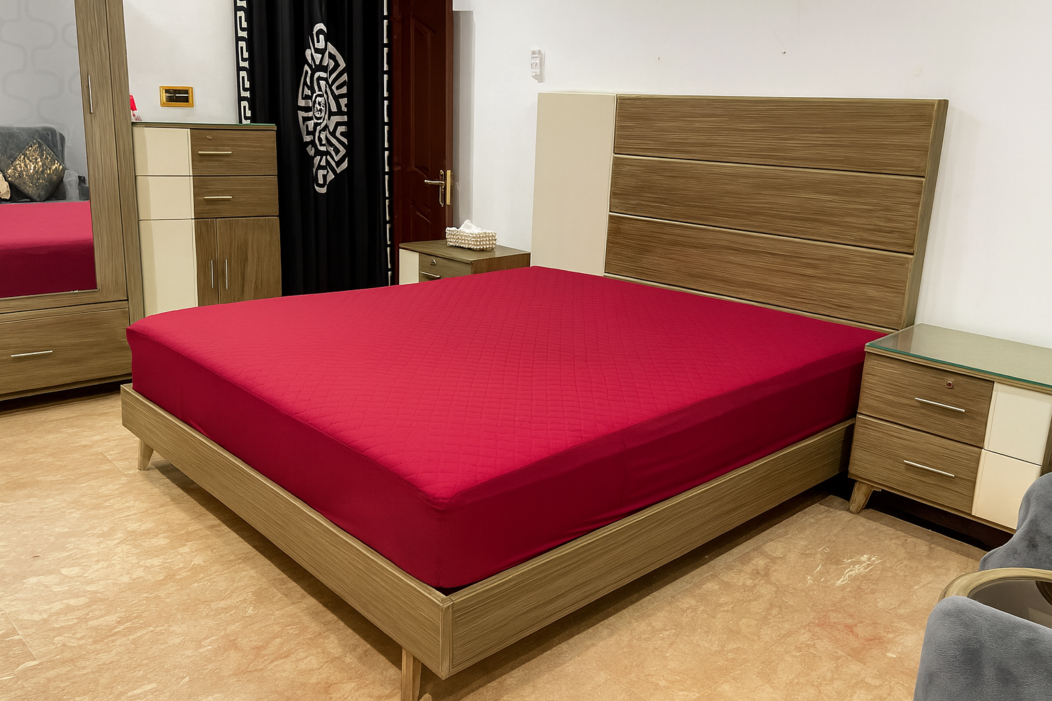 Quilted Waterproof Mattress Cover - Maroon