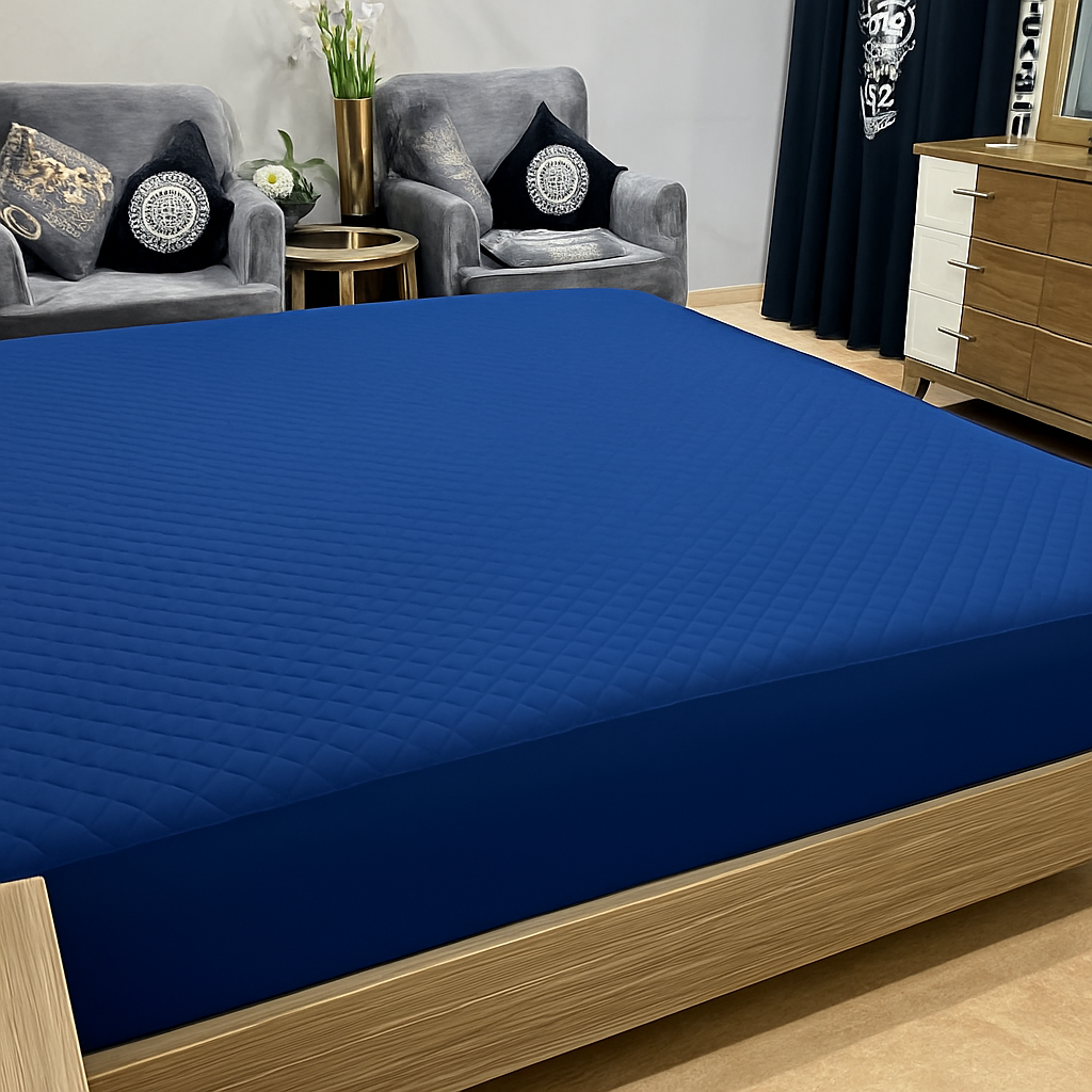 Quilted Waterproof Mattress Cover - Dark Blue