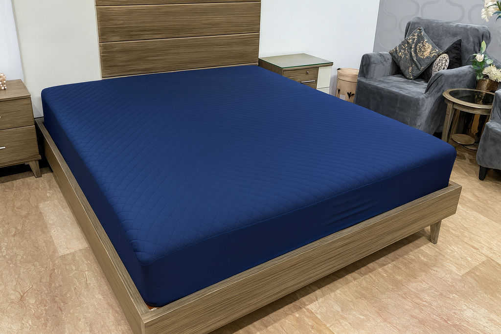 Quilted Waterproof Mattress Cover - Dark Blue