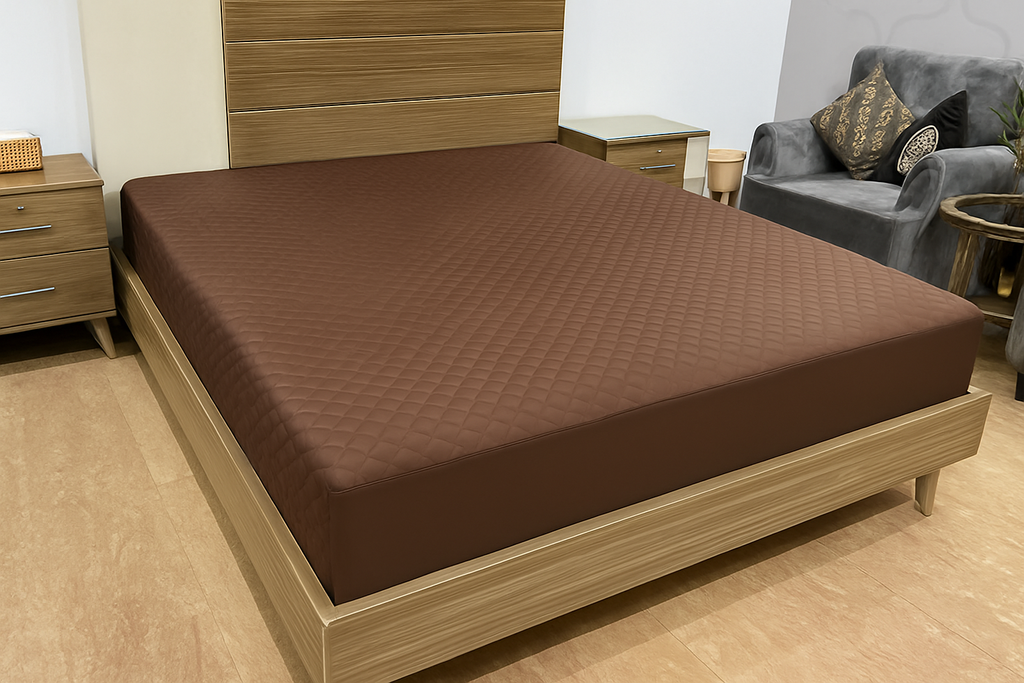 Quilted Waterproof Mattress Cover - Dark Brown