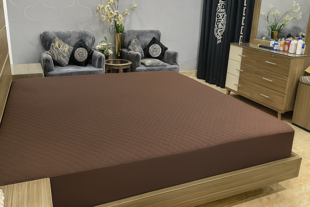 Quilted Waterproof Mattress Cover - Dark Brown