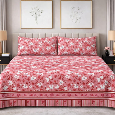 Coral Blossom - King SIze Bedsheet Set