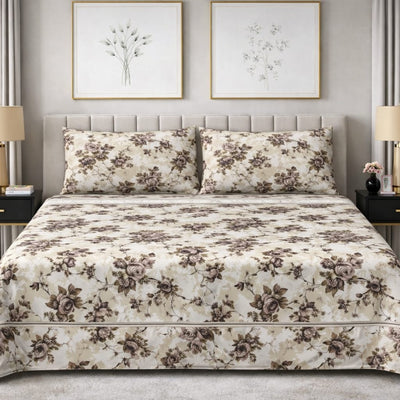 Vintage Floral Cream - King Size Bedsheet Set