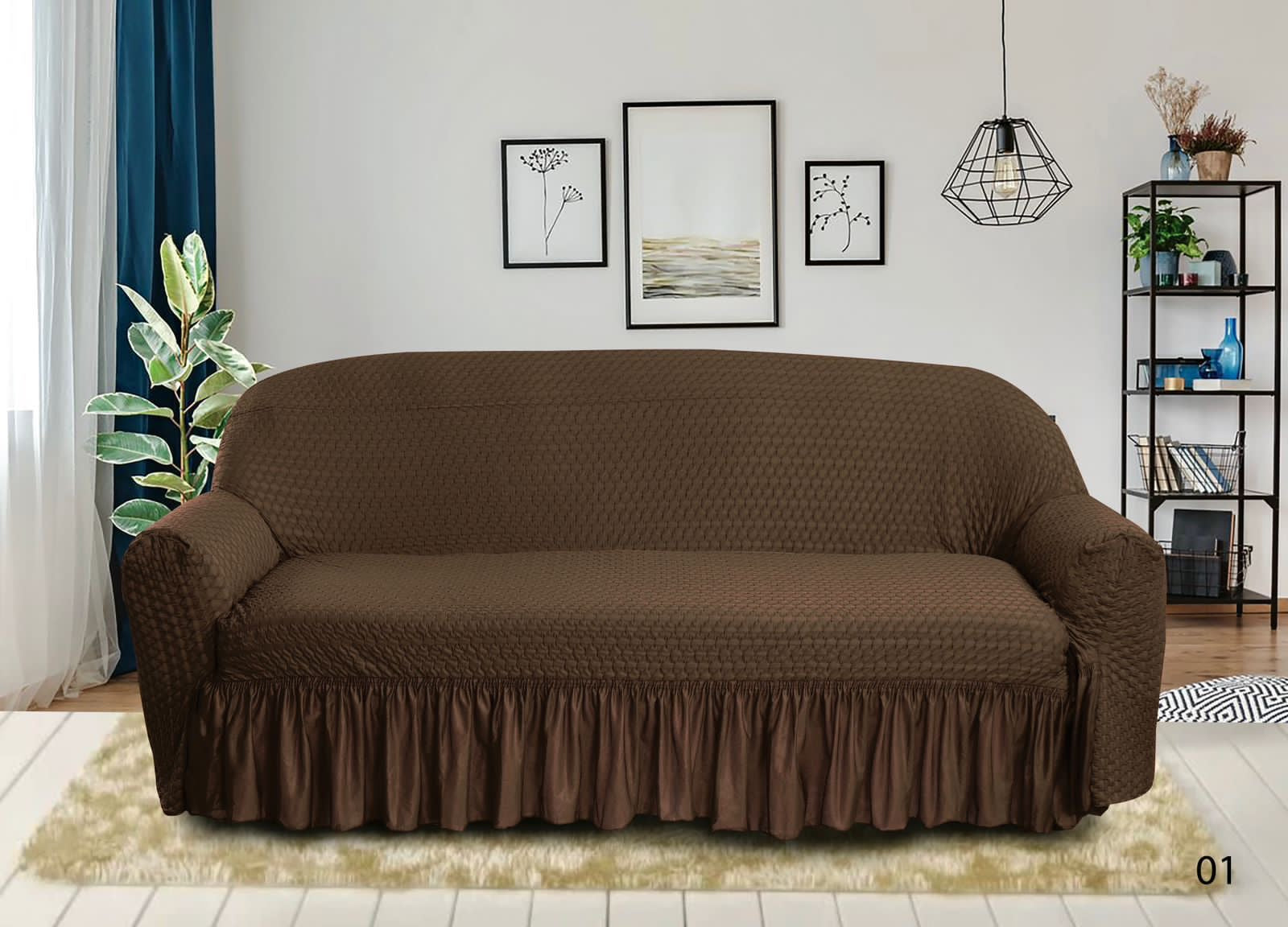 Dark Brown-Sofa Cover Set