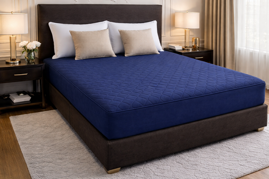 Quilted Waterproof Mattress Cover - Dark Blue