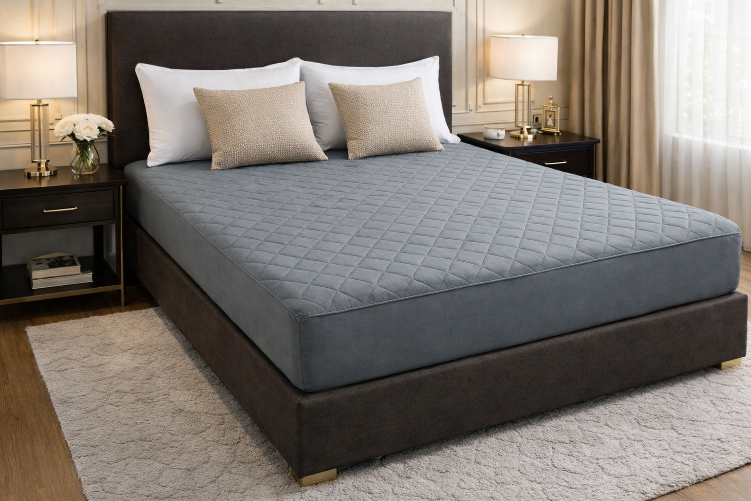 Quilted Waterproof Mattress Cover - Grey
