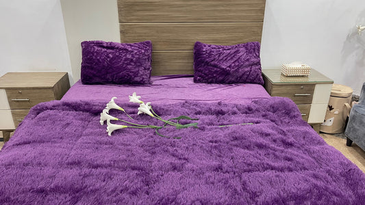 Purple-Shaggy Quilt Set