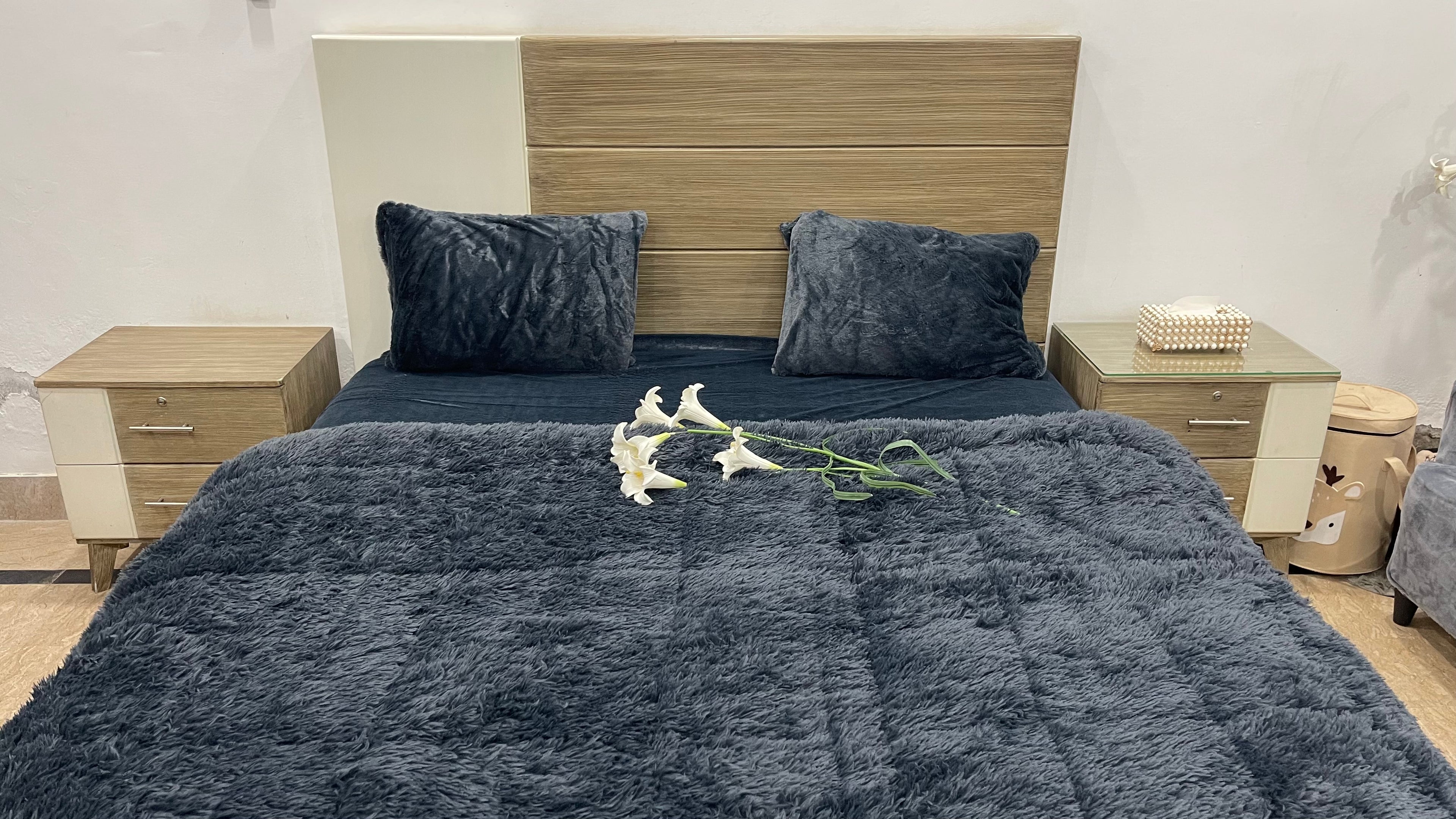 Dark Grey-Shaggy Quilt Set