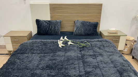Dark Grey-Shaggy Quilt Set