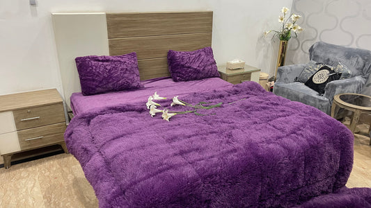Purple-Shaggy Quilt Set